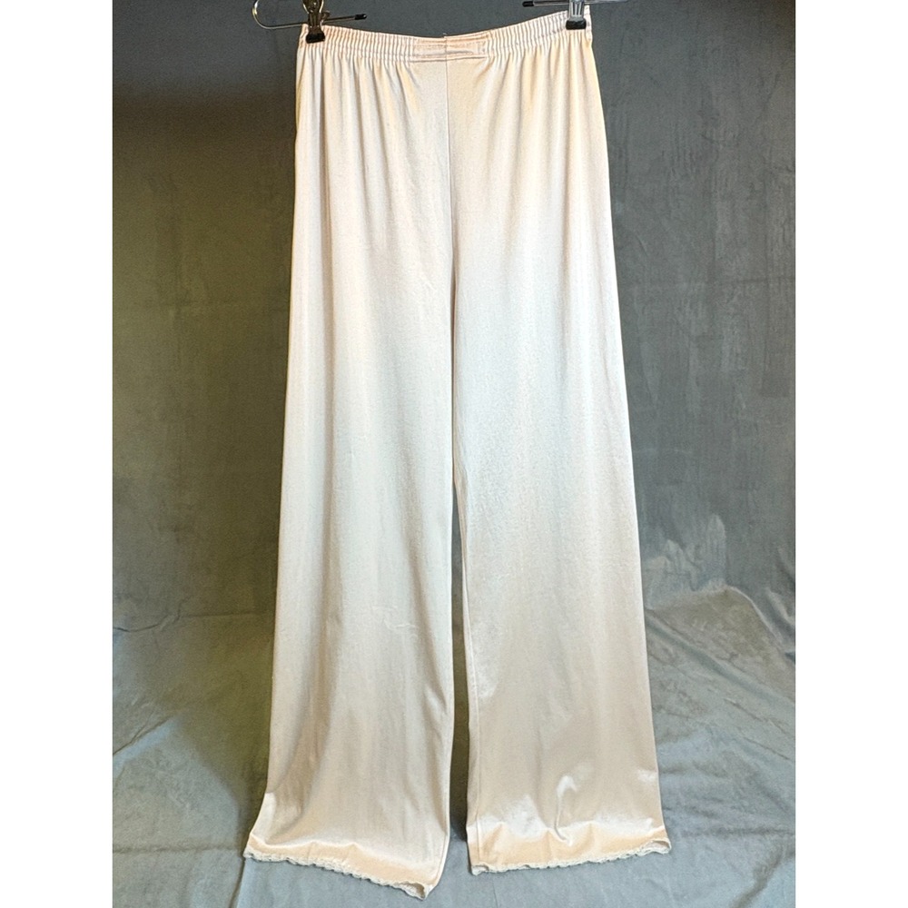 Vtg Vanity Fair Womens Nylon Lace Trim Beige Pants Sleep Slip Pants USA Made P